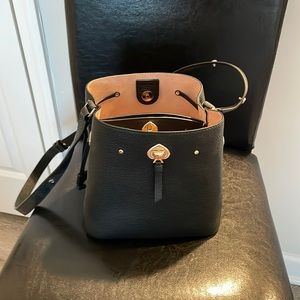 Long strap 3 pocket black with gold kate spade bag.
